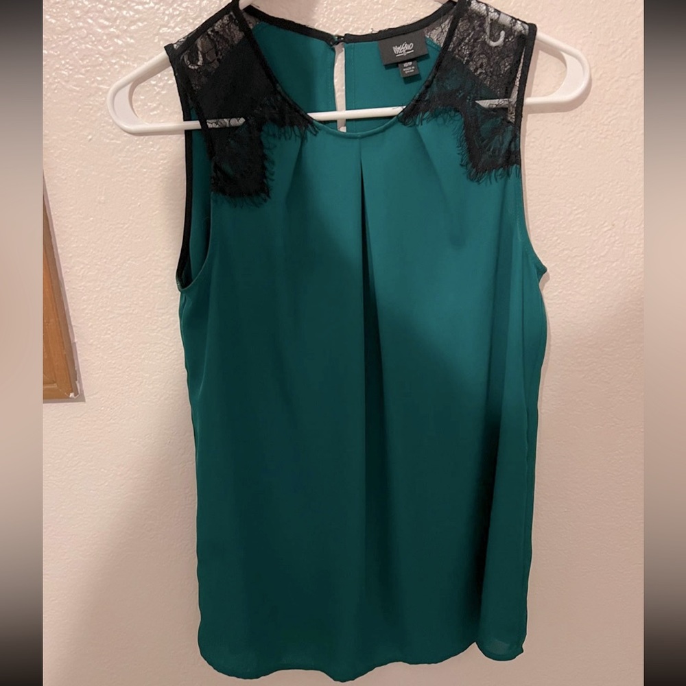 Mossimo Blue-Green Lace Tank Top